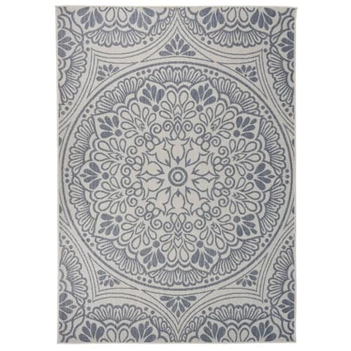 Utomhusmatta plattvävd 120x170 cm blått tryck