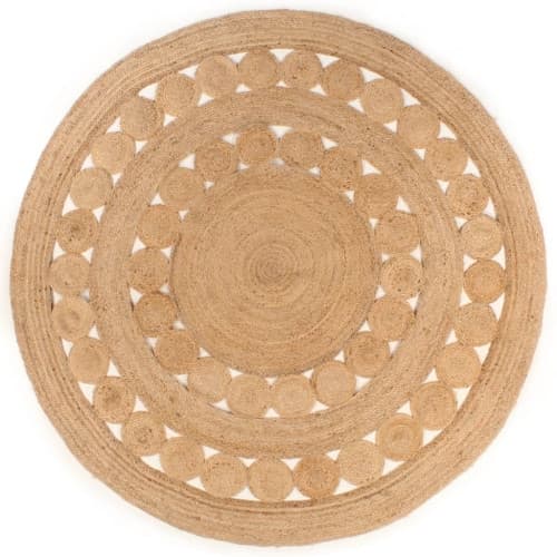 Jutematta flätad design rund 210 cm