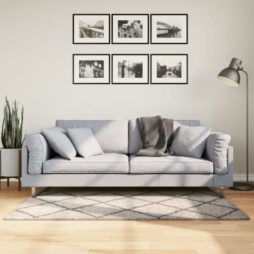 Ryamatta PAMPLONA lång lugg modern beige & antracit 80x150 cm