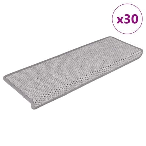 Trappmattor självhäftande sisal-look 30 st 65x21x4 cm platina