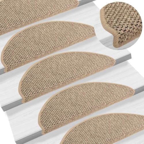 Trappstegsmattor självhäftande sisal 15 st 65x21x4 cm mörkbeige