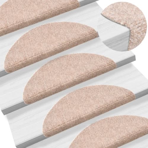 Trappstegsmattor självhäftande 10 st gräddvit 56x17x3 cm brodyr