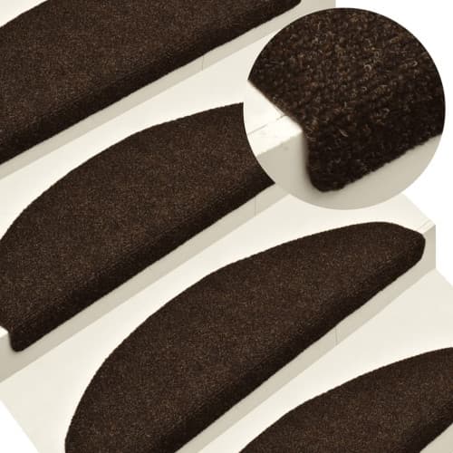 Trappstegsmattor självhäftande 10 st brun 65x21x4 cm brodyr
