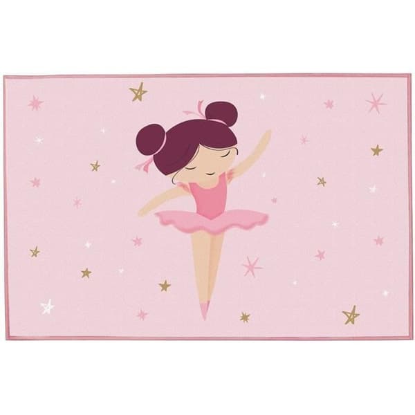 Matta - FUN HOUSE - Ballerinadansare - 120 x 80 cm - Rosa - Rektangulär - Barn