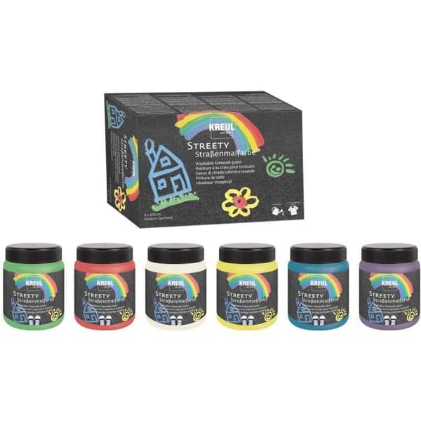 Kreul Streety Washable Liquid Chalk Street Paint Set med 6 färger för målning med en pensel eller pensel