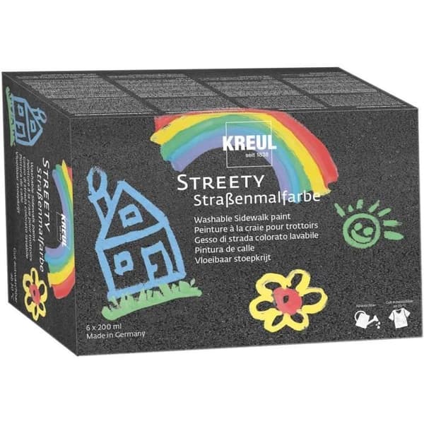 Kreul Streety Washable Liquid Chalk Street Paint Set med 6 färger för målning med en pensel eller pensel