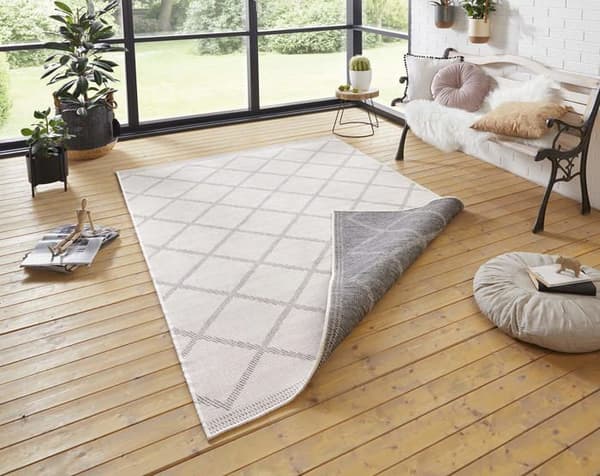 Bougari - 103760-80x150 - Corsica Vändbar matta för inomhus och utomhus, polypropen, krämgrå, 80x150 cm