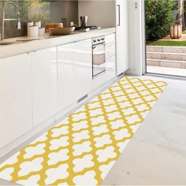 Viniliko Tapis Treillis, Vinyle, Gul och Vit, 66 x 180 x 3 cm - 30301