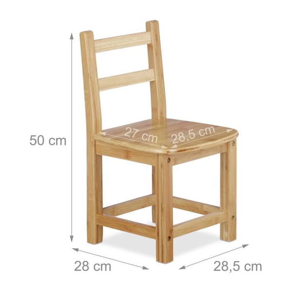 Relaxdays barnstol i bambu, RUSTICO, H x B x D: 50 x 28,5 x 28 cm, natur