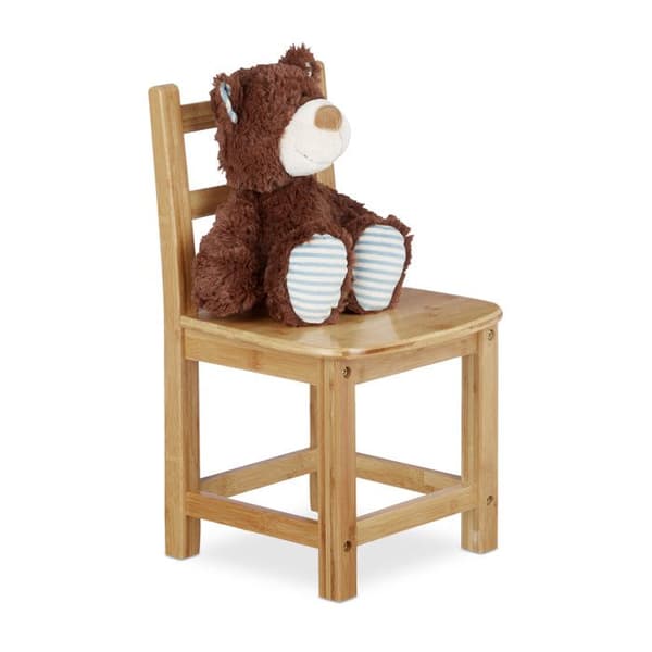 Relaxdays barnstol i bambu, RUSTICO, H x B x D: 50 x 28,5 x 28 cm, natur