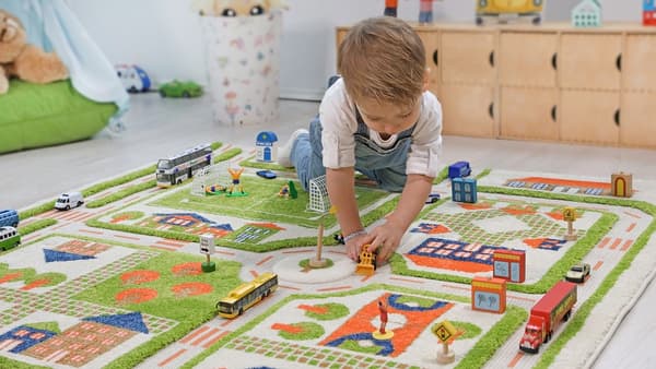 FUN CITY - Vihreä 3D-matto lapsille 100x150 cm IVI-matot