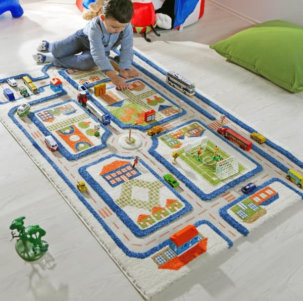 FUN CITY - Blå 3D-matta för barn 100x150 cm IVI Carpets