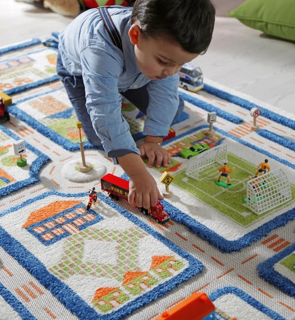 FUN CITY - Blå 3D-matta för barn 100x150 cm IVI Carpets