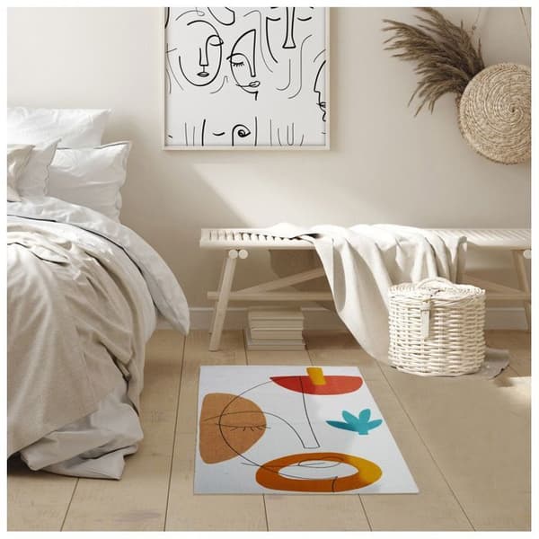 Tryckmatta - Arty - 50 x 80 cm - Bomull - Vit - Modern