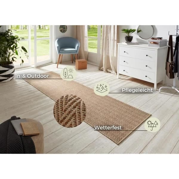 Platt vävt gångmatta Beige Terrakotta 80 x 450 cm BT Carpet
