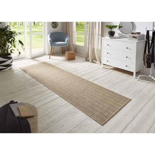Platt vävt gångmatta Beige Terrakotta 80 x 450 cm BT Carpet