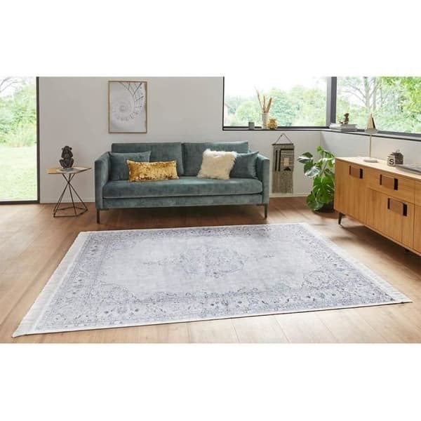 Orientaliskt Tapis Nouristan med franser Hamadan Saira 95 x 140 cm, 60 viskos, 40 bomull, grå flerfärgad