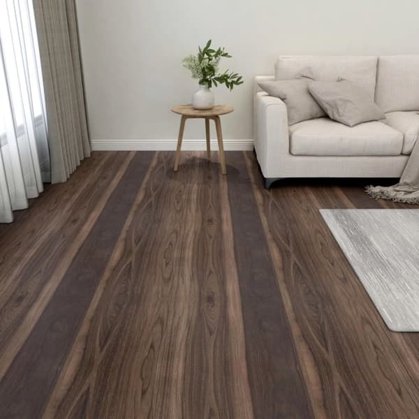 Självhäftande golvplankor 55 st PVC 5,11 m² mörkbrun
