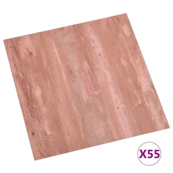 Självhäftande golvplankor 55 st PVC 5,11 m² röd