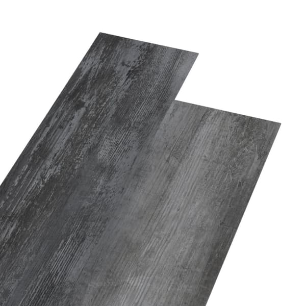 PVC-golvbrädor 5,02 m² självhäftande 2 mm blank grå