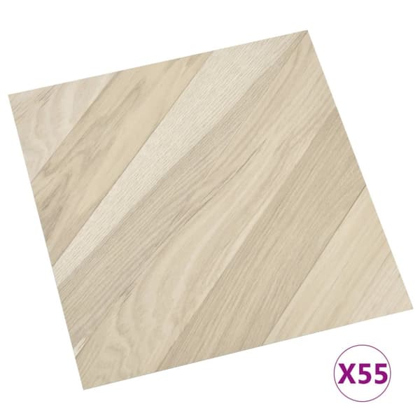 Självhäftande golvplankor 55 st PVC 5,11 m² beige ränder