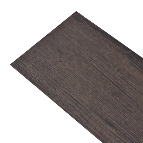 Självhäftande PVC-golvplankor 5,02 m² 2 mm mörkbrun
