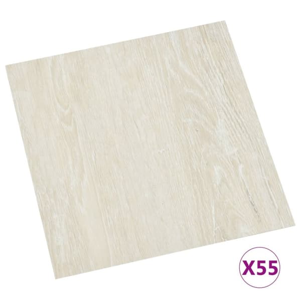Självhäftande golvplankor 55 st PVC 5,11 m² gräddvit
