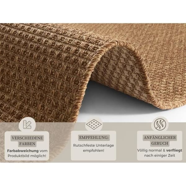 BT Mattor Tapis de couloir i plat väv Natur 600 brun 80 x 450 cm