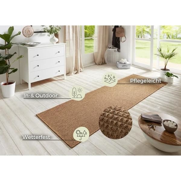 BT Mattor Tapis de couloir i plat väv Natur 600 brun 80 x 450 cm