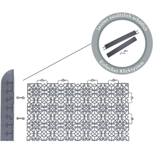Dalle Terra Sol i plast - Andiamo Plastikklinker for terrasse 38x38 cm Mørkegrå
