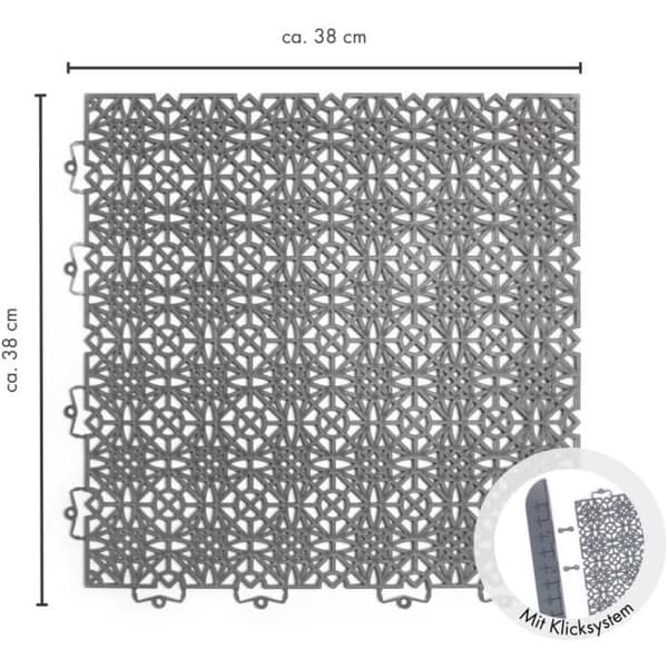 Dalle Terra Sol i plast - Andiamo Plastikklinker for terrasse 38x38 cm Mørkegrå