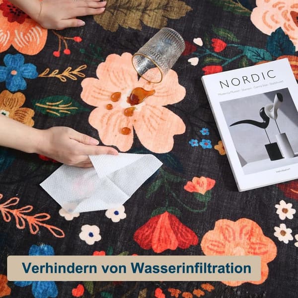Lollanda Bohemian Floral Doormat – skridsikker, absorberende, smudsafvisende, maskinvaskbar, velegnet til badeværelse, gang og køkken