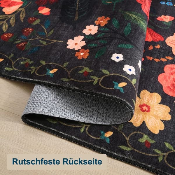 Lollanda Bohemian Floral Doormat – skridsikker, absorberende, smudsafvisende, maskinvaskbar, velegnet til badeværelse, gang og køkken