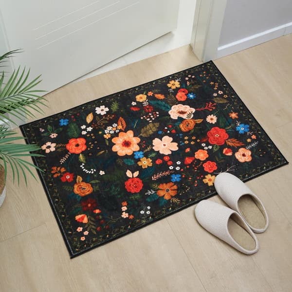 Lollanda Bohemian Floral Doormat – skridsikker, absorberende, smudsafvisende, maskinvaskbar, velegnet til badeværelse, gang og køkken