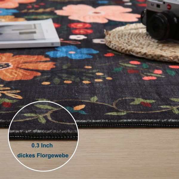 Lollanda Bohemian Floral Doormat – skridsikker, absorberende, smudsafvisende, maskinvaskbar, velegnet til badeværelse, gang og køkken