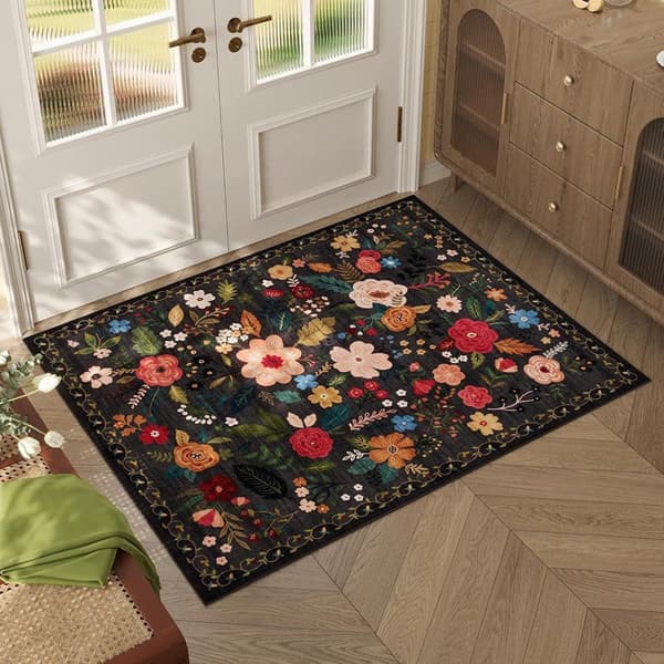 Lollanda Bohemian Floral Doormat – skridsikker, absorberende, smudsafvisende, maskinvaskbar, velegnet til badeværelse, gang og køkken