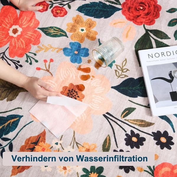 Lollanda Bohemian Floral Doormat – skridsikker, absorberende, smudsafvisende, maskinvaskbar, velegnet til badeværelse, gang og køkken