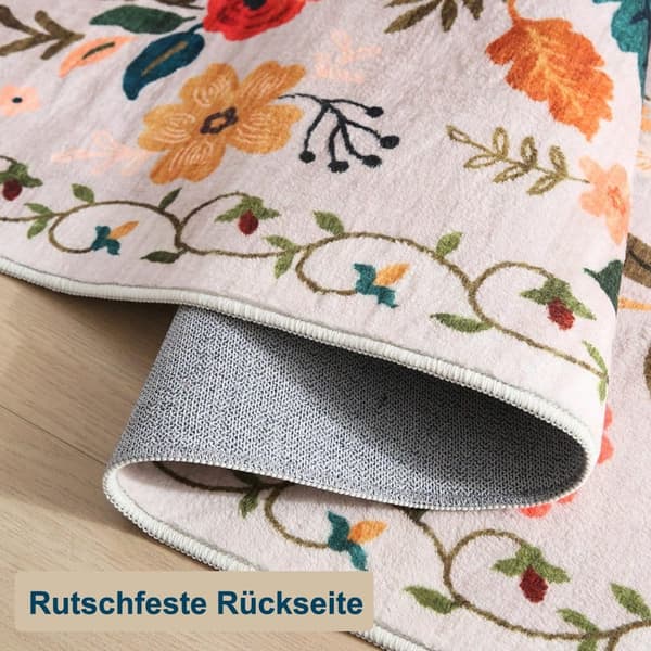 Lollanda Bohemian Floral Doormat – skridsikker, absorberende, smudsafvisende, maskinvaskbar, velegnet til badeværelse, gang og køkken