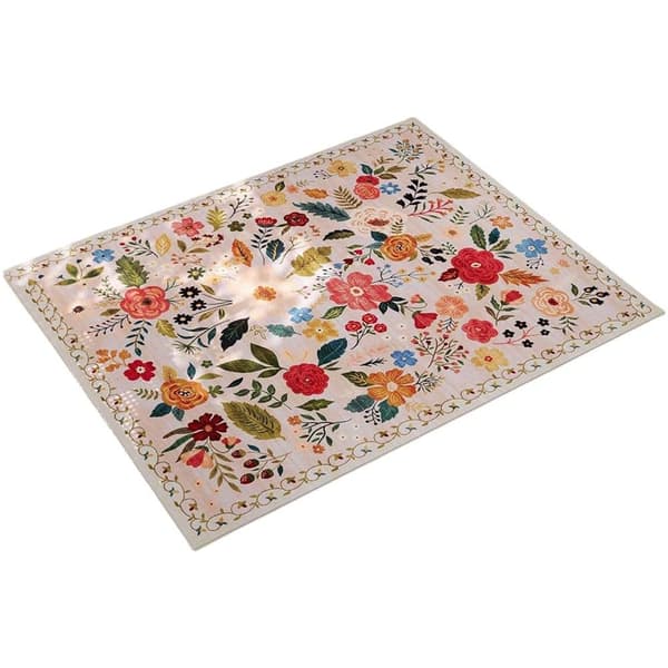 Lollanda Bohemian Floral Doormat – skridsikker, absorberende, smudsafvisende, maskinvaskbar, velegnet til badeværelse, gang og køkken Beige 40x60cm