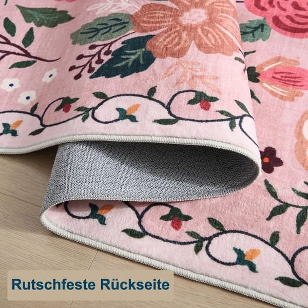 Lollanda Bohemian Floral Doormat – skridsikker, absorberende, smudsafvisende, maskinvaskbar, velegnet til badeværelse, gang og køkken