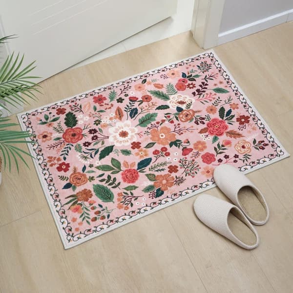 Lollanda Bohemian Floral Doormat – skridsikker, absorberende, smudsafvisende, maskinvaskbar, velegnet til badeværelse, gang og køkken