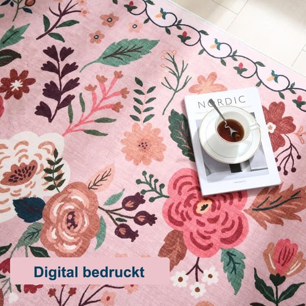 Lollanda Bohemian Floral Doormat – skridsikker, absorberende, smudsafvisende, maskinvaskbar, velegnet til badeværelse, gang og køkken