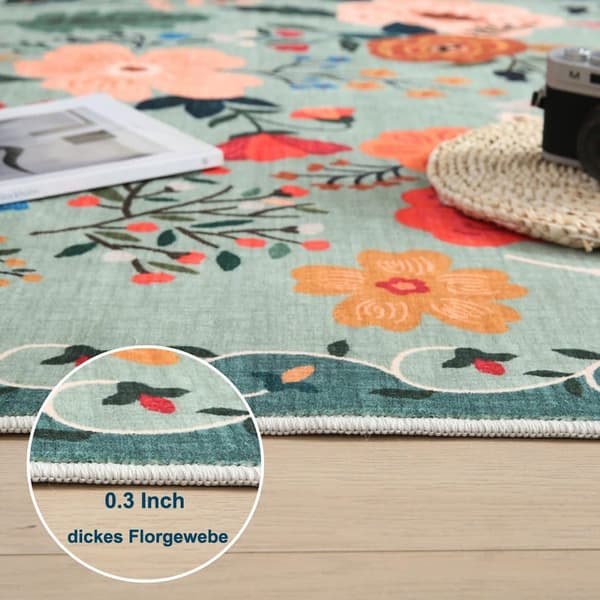 Lollanda Bohemian Floral Doormat – skridsikker, absorberende, smudsafvisende, maskinvaskbar, velegnet til badeværelse, gang og køkken