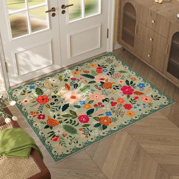 Lollanda Bohemian Floral Doormat – skridsikker, absorberende, smudsafvisende, maskinvaskbar, velegnet til badeværelse, gang og køkken