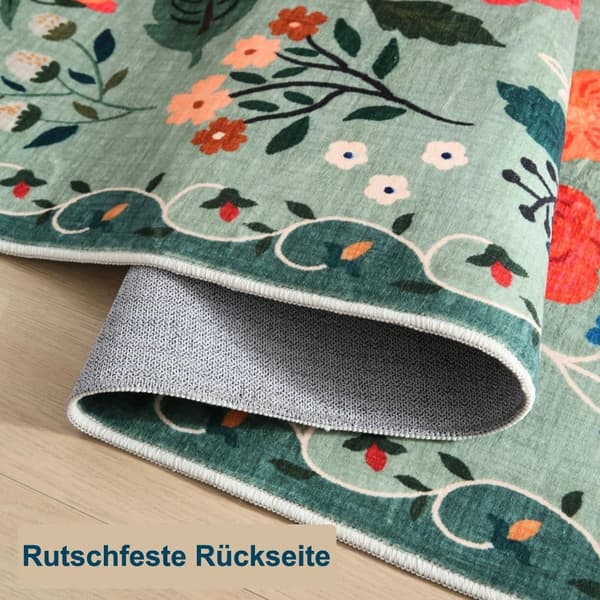 Lollanda Bohemian Floral Doormat – skridsikker, absorberende, smudsafvisende, maskinvaskbar, velegnet til badeværelse, gang og køkken