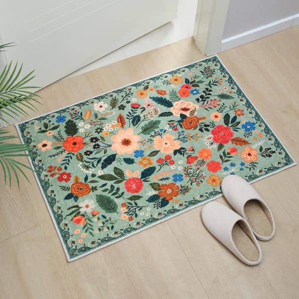 Lollanda Bohemian Floral Doormat – skridsikker, absorberende, smudsafvisende, maskinvaskbar, velegnet til badeværelse, gang og køkken