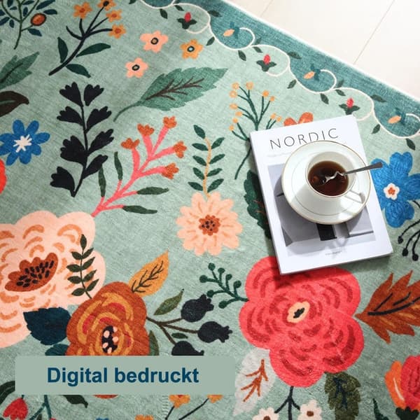 Lollanda Bohemian Floral Doormat – skridsikker, absorberende, smudsafvisende, maskinvaskbar, velegnet til badeværelse, gang og køkken