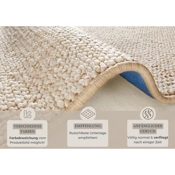 BT Carpet Wolly Vardagsrum Tapis - Matt Korthårigt Tyg med Ullig Skandi Design - Grädde 140 x 200 cm