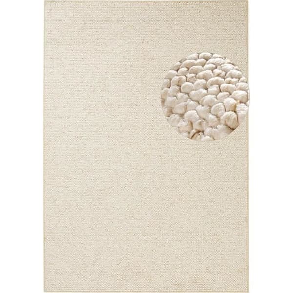 BT Carpet Wolly Vardagsrum Tapis - Matt Korthårigt Tyg med Ullig Skandi Design - Grädde 140 x 200 cm