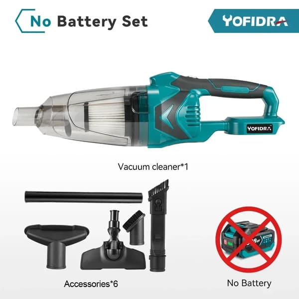 Trådlös dammsugare, effektiv rengöring, kompatibilitet med Makita 18V-batteri., Ingen Batteri